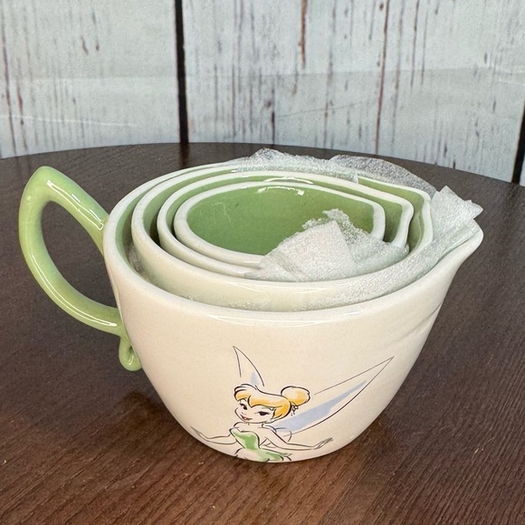 RAE DUNN X DISNEY TINKERBELL 4 piece set ceramic measuring cup Whimsical nwt - Picture 3 of 13
